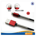 AWD201 Metal spring high speed usb cable 2 in 1 micro usb charging cable
